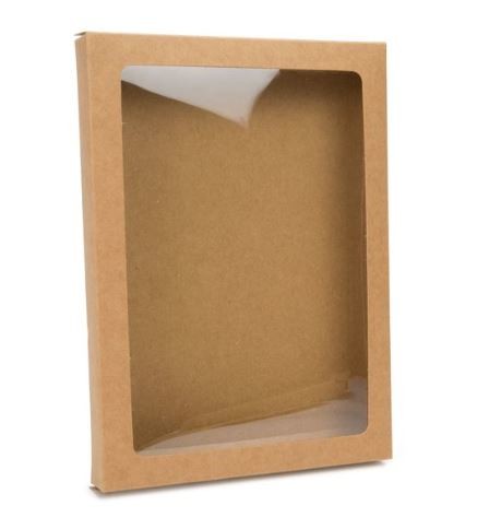 Boite en papier kraft à fenêtre avec feuille PET insérée 137 x 22 x 187 mm - 25 Pièces