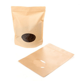Doypack en papier Kraft avec fenêtre ovale, 21x9x29cm - 100pcs