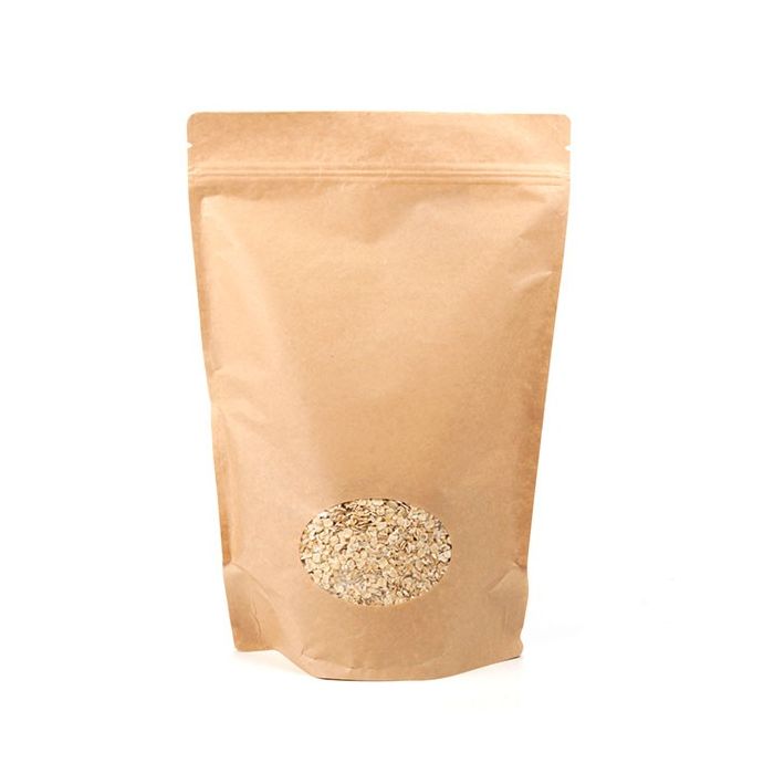 Stand Up Pouches Kraft with oval Window 23x12x34.5cm | 907 grams 