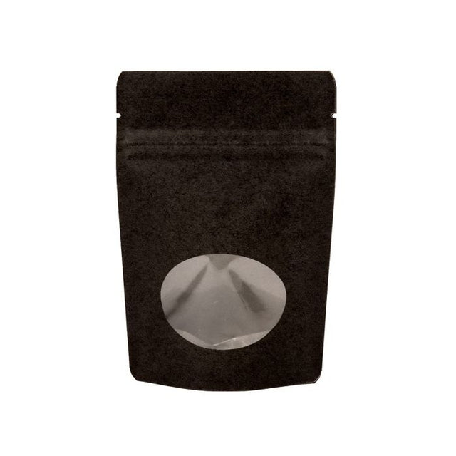Stand Up Pouches Kraft Black with oval Window 170x90x285mm | 340 grams 