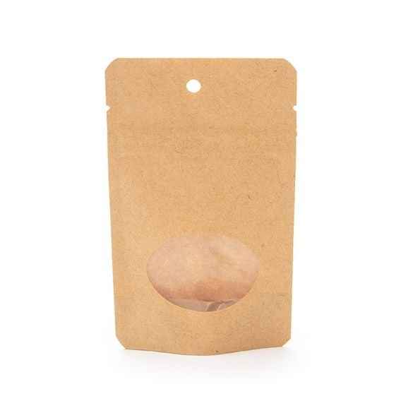 Doypack en papier Kraft avec fenêtre ovale, 8x5x13cm