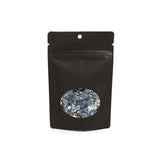 Doypack en papier kraft noir 102x60x152 mm avec fenêtre ovale transparente Trou Suspension Rond - 100 pièces