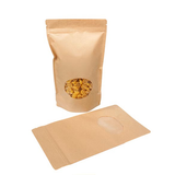 Doypack en papier Kraft avec fenêtre ovale, 17.1x8.9x28.6cm - 100 pcs