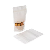 Doypack écologique en papier de riz blanc, avec fenêtre rectangulaire et trou de suspension 13x7,9x20,6 cm - 100 pièces