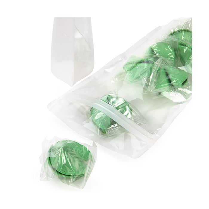 Doypack éco-responsable à maintien vertical en papier de riz transparent/blanc avec trou de suspension 14,9x8,9x23,2 cm - 100 pièces