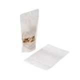 Doypack écologique, en papier de riz blanc avec fenêtre rectangulaire et trou de suspension 14,9x8,9x23,2 cm - 100 pièces