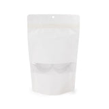 Doypack écologique, en papier de riz blanc avec fenêtre rectangulaire et trou de suspension 14,9x8,9x23,2 cm - 100 pièces