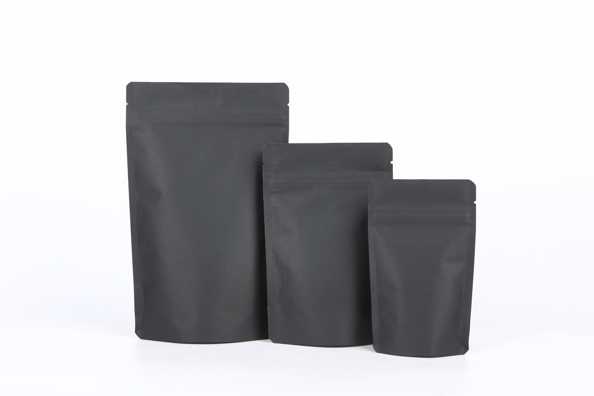 Doypack kraft noir 80x50x130mm - 100 pcs