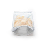 Sachet à fermeture hermétique à fond métallisé et dos blanc 170x90x285 mm (340 g) Trou Suspension Rond - 100 pièces