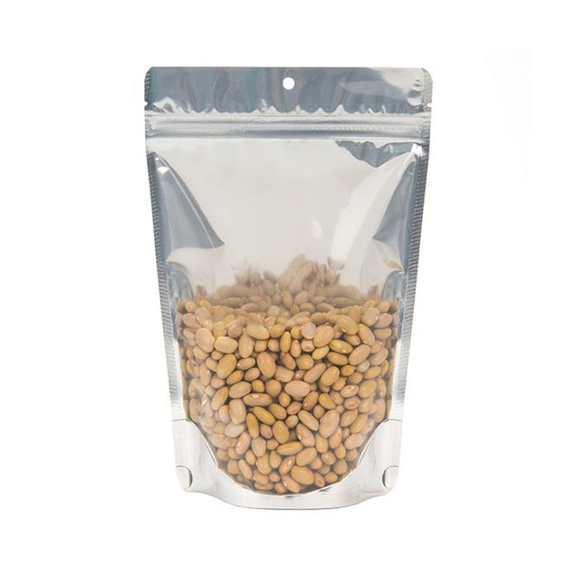 White Backed Stand Up Zipper Pouch 150x90x230 mm with Hang Hole 