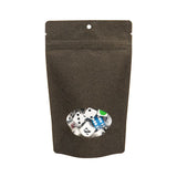Stand Up Pouches Kraft Black with oval Window 130x80x205mm with hanghole | 113 grams 