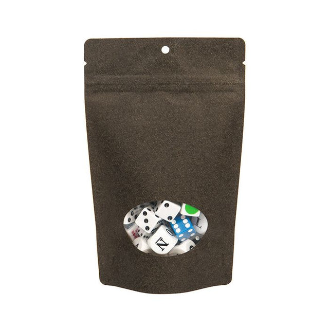 Stand Up Pouches Kraft Black with oval Window 130x80x205mm with hanghole | 113 grams 