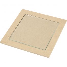 Dessous de plat en verre, taille extérieure 15x15x0.5 cm, taille intérieur 11x11x0.55 cm - 6 pcs