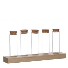 Glass tubes Ø3cm 5 tubes on wooden board (6 sets) [IFS-29147]