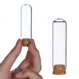 Glass mini stolp Ø2cm and 7cm high with cork (12 pcs.) [IFS-29409]