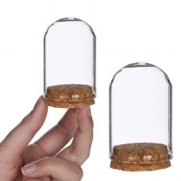 Glass bell Ø6cm and 8cm high with cork (6 pcs.) [IFS-29417]