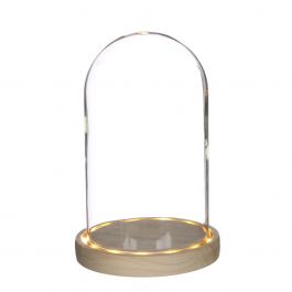 Glass LED stolp with wooden base Ø14cm (1 pcs.) [IFS-29494]