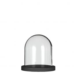 Glass bell jar with black wooden base Ø12cm H: 13cm (1 pcs.) [IFS-29822]