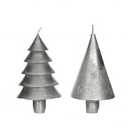 Candle set 2 kinds of trees silver (1 set, 6pcs) [IFS-32156]