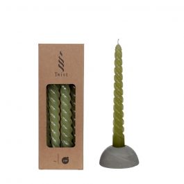 Candles twisted moss green 19cm high (4 pcs.) [IFS-32240]