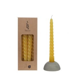 Candles twisted yellow 19cm high (4 pcs.) [IFS-32242]