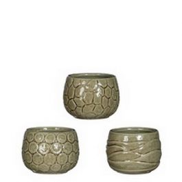 Plant pot Mila craquele glaze Green 7cm high (9 pcs.) [IFS-33505]