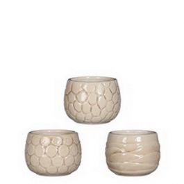 Plant pot Mila craquele glaze Cream 7cm high (9 pcs.) [IFS-33507]