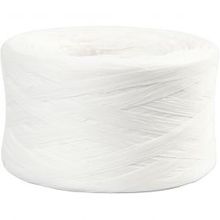 Fil en raphia Blanc, L: 7-8 mm, 100 m - 1 Rouleau