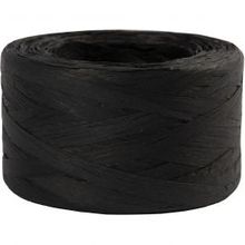 Fil en raphia Noir, L: 7-8 mm, 100 m - 1 Rouleau