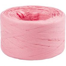 Fil en raphia Rose clair, L: 7-8 mm, 100 m - 1 Rouleau