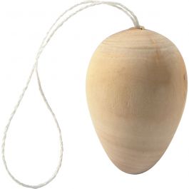 Œuf en Bois, H: 40 mm, P: 30 mm, lotus - 15 pcs