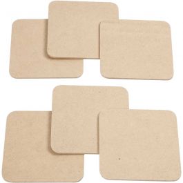 Sous-verre, taille 10x10 cm, épaisseur 3 mm, MDF - 6 pcs