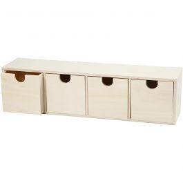 Commode 4 tiroirs, taille 92x347mm, taille intérieur 72x72mm - 1 pc