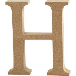 Lettre: H, H: 8 cm, épaisseur 1.5 cm, MDF - 1 pc