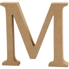 Lettre: M, H: 8 cm, épaisseur 1.5 cm, MDF - 1 pc