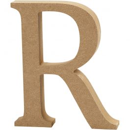 Lettre: R, H: 8 cm, épaisseur 1.5 cm, MDF - 1 pc