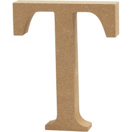 Lettre: T, H: 8 cm, épaisseur 1.5 cm, MDF - 1 pc