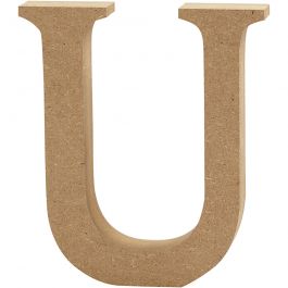 Lettre: U, H: 8 cm, épaisseur 1.5 cm, MDF - 1 pc