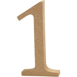 Chiffre: 1, H: 8 cm, épaisseur 1.5 cm, MDF - 1 pc