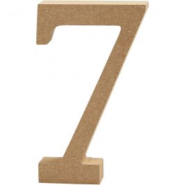 Chiffre: 7, H: 8 cm, épaisseur 1.5 cm, MDF - 1 pc