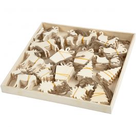 Ornement de Noël en Bois, taille 7-9 cm, épaisseur 4 mm - 90 pcs