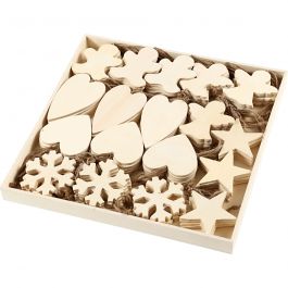 Ornement de Noël en Bois, taille 9-11 cm, épaisseur 4 mm - 90 pcs