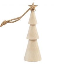 Sapin de Noël en Bois, H: 9 cm - 1 pc