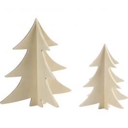 Sapin de Noël en Bois, H: 13+18 cm - 2 pcs