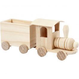 Train jouet avec wagon, H: 9,5 cm, L: 21,5 cm, L: 6,5 cm, 1 pièce [HOB-57977]