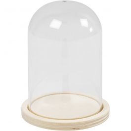 Cloche sur pied en bois, H: 9,5 cm, d 6 cm, diamètre intérieur 3 mm - 1 pc
