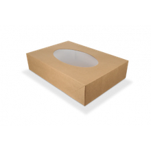 Boîte de traiteur kraft 360x250x80mm avec Fenêtre - 50 pcs