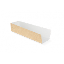 Barquette à hot-dog 70x50x230mm kraft/Blanc - 1.000 pcs