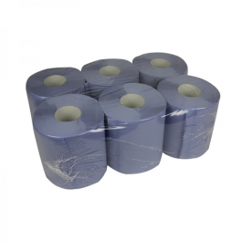 Rouleau d’essuie-mains Midi bleu 2 couches 135 mètres Ø200mm 100% cellulose T9 - 6 pcs