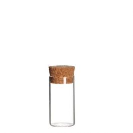 Tube en verre avec bouchon de liège, 30x60mm - 12 pcs